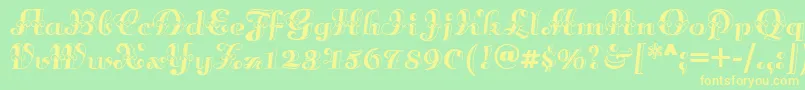 Annabellematineenf Font – Yellow Fonts on Green Background