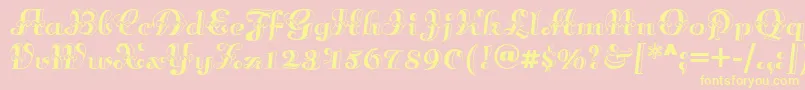 Annabellematineenf-Schriftart – Gelbe Schriften auf rosa Hintergrund