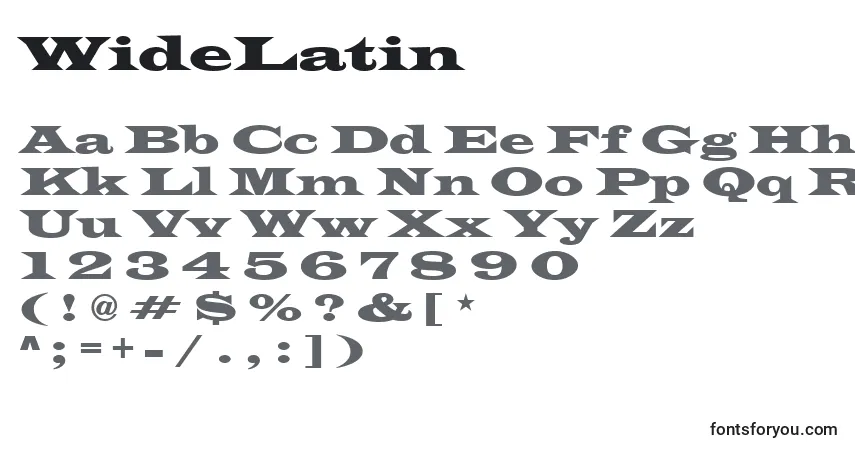 Шрифт WideLatin – алфавит, цифры, специальные символы