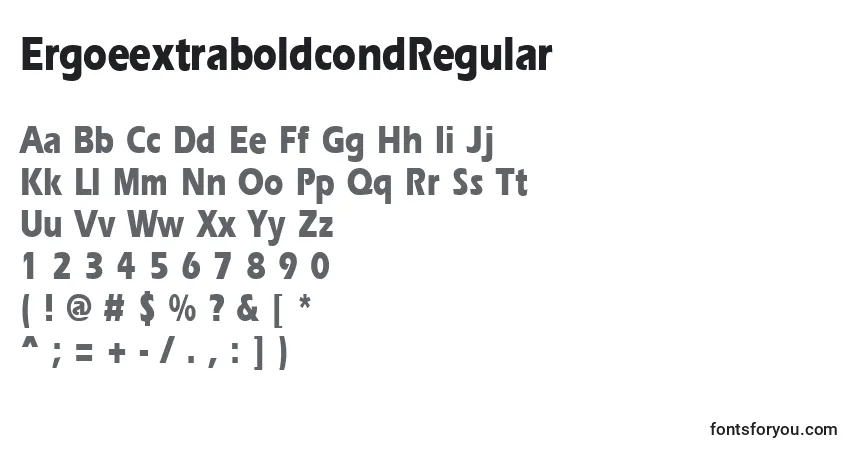 A fonte ErgoeextraboldcondRegular – alfabeto, números, caracteres especiais