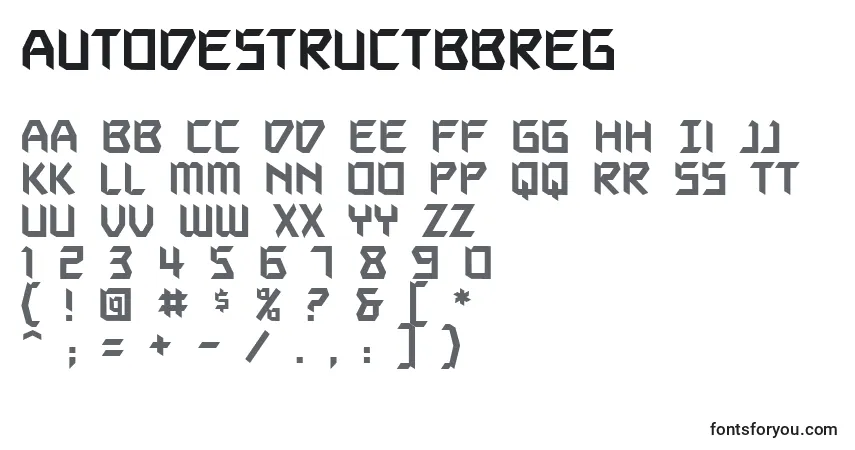 A fonte AutodestructbbReg – alfabeto, números, caracteres especiais