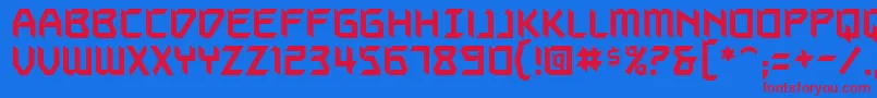 AutodestructbbReg Font – Red Fonts on Blue Background