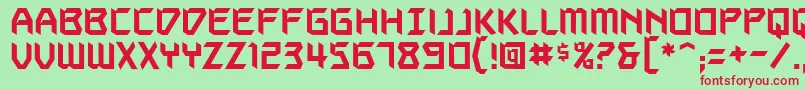フォントAutodestructbbReg – 赤い文字の緑の背景