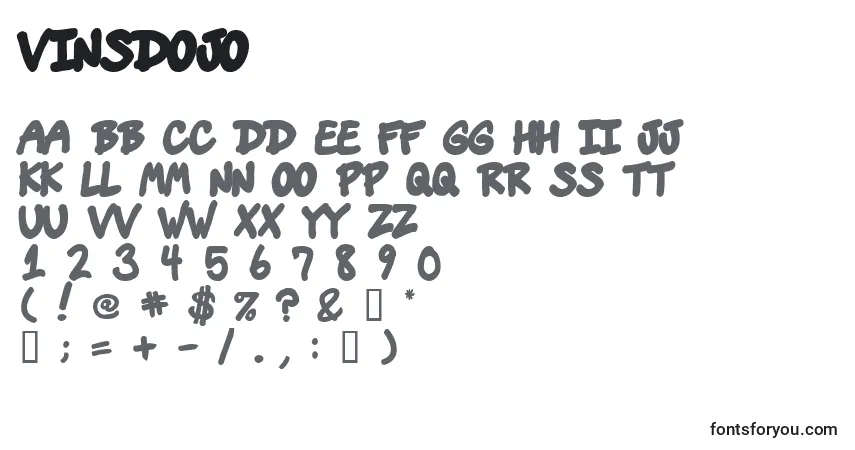 Czcionka Vinsdojo – alfabet, cyfry, specjalne znaki