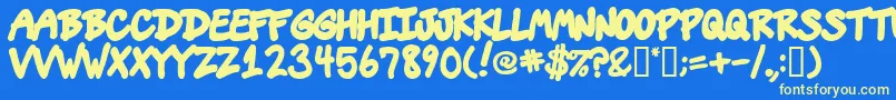 Vinsdojo Font – Yellow Fonts on Blue Background