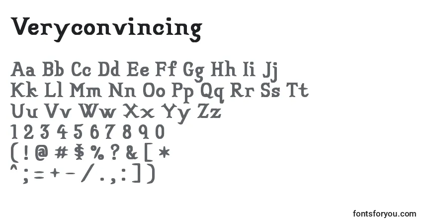 Schriftart Veryconvincing – Alphabet, Zahlen, spezielle Symbole