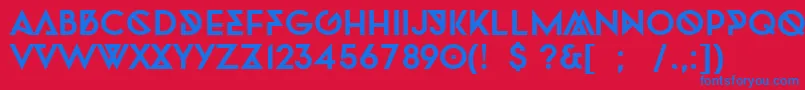 TwofacedBold-Schriftart – Blaue Schriften auf rotem Hintergrund