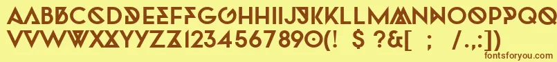 フォントTwofacedBold – 茶色の文字が黄色の背景にあります。