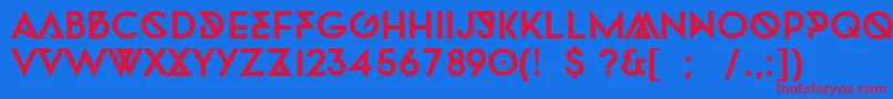 TwofacedBold-Schriftart – Rote Schriften auf blauem Hintergrund
