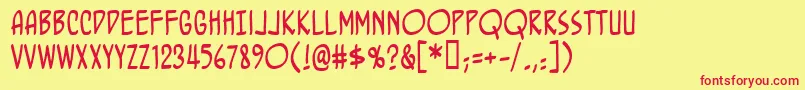 BottlerocketBb Font – Red Fonts on Yellow Background