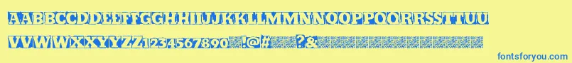 Kickstop-Schriftart – Blaue Schriften auf gelbem Hintergrund
