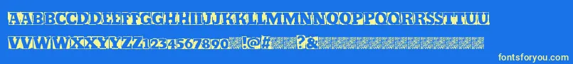 Kickstop-Schriftart – Gelbe Schriften auf blauem Hintergrund