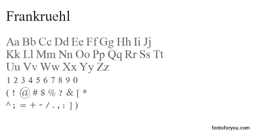 A fonte Frankruehl – alfabeto, números, caracteres especiais