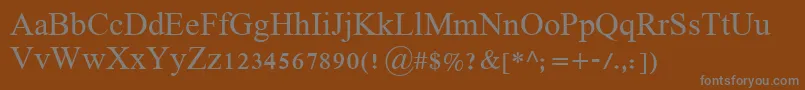 Frankruehl-fontti – harmaat kirjasimet ruskealla taustalla