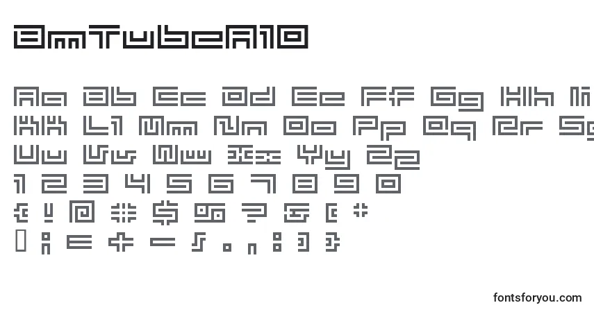 Czcionka BmTubeA10 – alfabet, cyfry, specjalne znaki