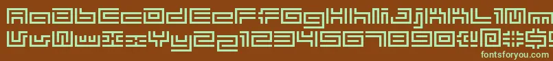 フォントBmTubeA10 – 緑色の文字が茶色の背景にあります。
