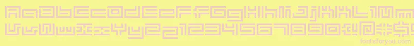 BmTubeA10-fontti – vaaleanpunaiset fontit keltaisella taustalla