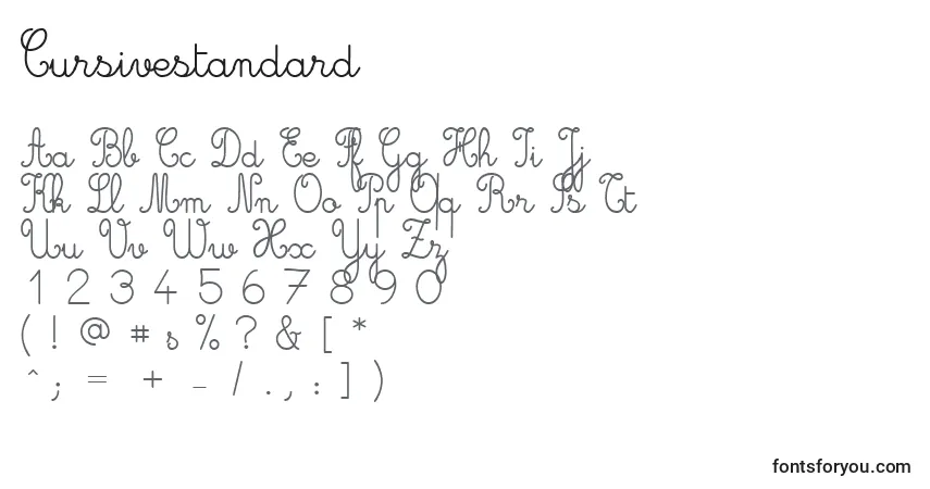 A fonte Cursivestandard – alfabeto, números, caracteres especiais