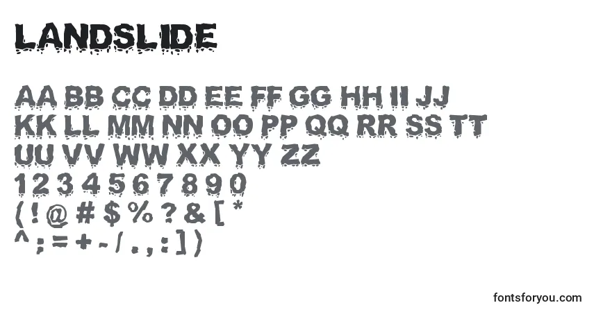 A fonte Landslide – alfabeto, números, caracteres especiais