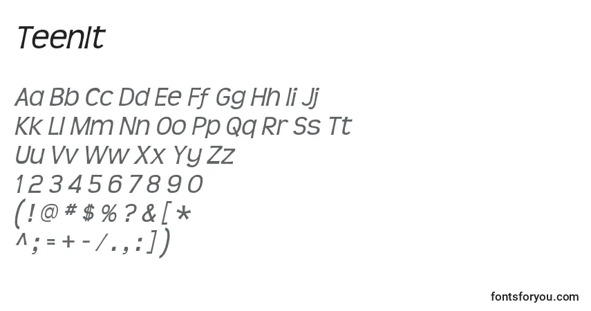 Fuente TeenIt - alfabeto, números, caracteres especiales