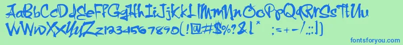 Czcionka CrazyBrush – niebieskie czcionki na zielonym tle
