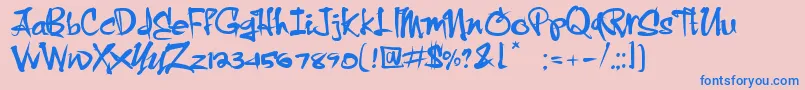 CrazyBrush-Schriftart – Blaue Schriften auf rosa Hintergrund
