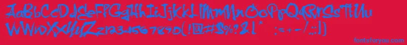 フォントCrazyBrush – 赤い背景に青い文字