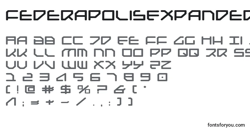 Schriftart FederapolisExpandedBold – Alphabet, Zahlen, spezielle Symbole