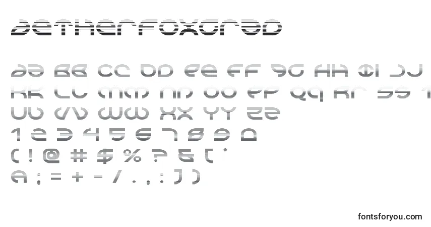 Schriftart Aetherfoxgrad – Alphabet, Zahlen, spezielle Symbole