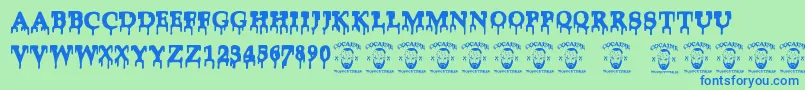 Cocaine Font – Blue Fonts on Green Background