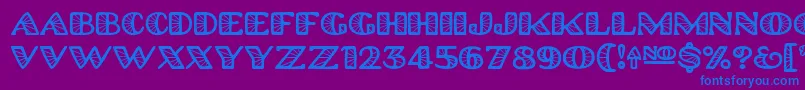 Platinum Hub Caps Spoked-Schriftart – Blaue Schriften auf violettem Hintergrund