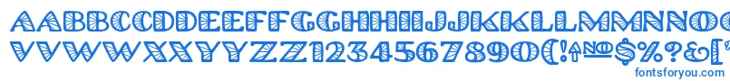 フォントPlatinum Hub Caps Spoked – 白い背景に青い文字