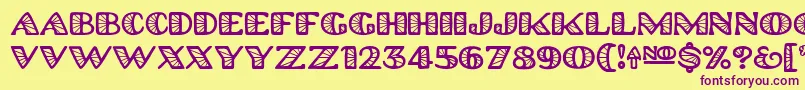 Шрифт Platinum Hub Caps Spoked – фиолетовые шрифты на жёлтом фоне