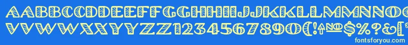 フォントPlatinum Hub Caps Spoked – 黄色の文字、青い背景