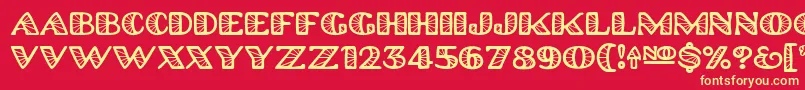 フォントPlatinum Hub Caps Spoked – 黄色の文字、赤い背景