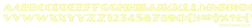 フォントPlatinum Hub Caps Spoked – 白い背景に黄色の文字