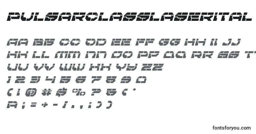 Pulsarclasslaserital-fontti – aakkoset, numerot, erikoismerkit