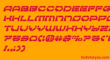 Pulsarclasslaserital font – Red Fonts On Orange Background