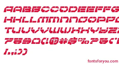 Pulsarclasslaserital font – Red Fonts On White Background