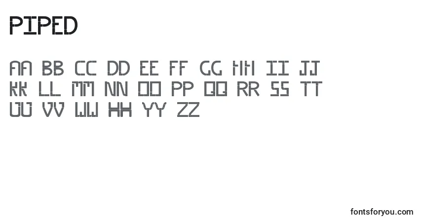 A fonte Piped – alfabeto, números, caracteres especiais
