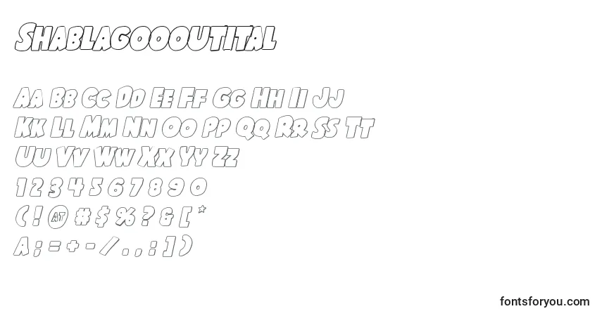 Шрифт Shablagoooutital – алфавит, цифры, специальные символы