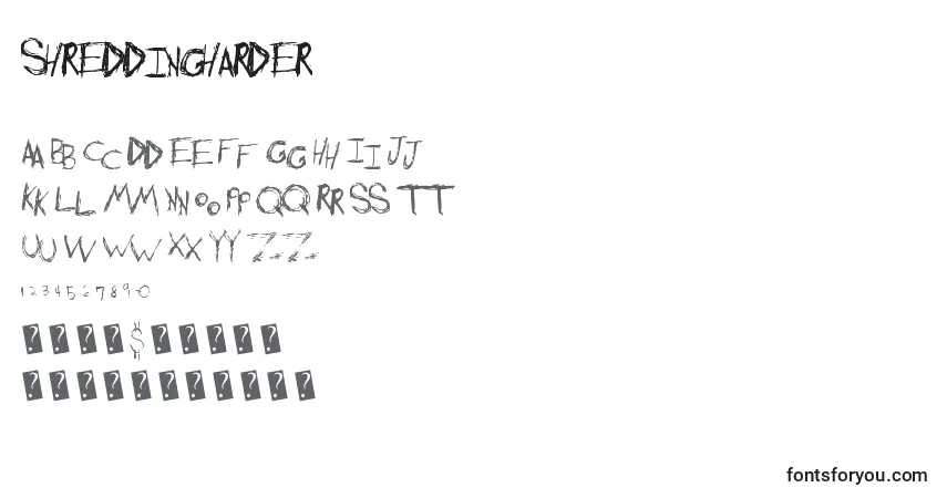 Shreddingharder-fontti – aakkoset, numerot, erikoismerkit