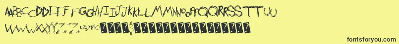 Czcionka Shreddingharder – czarne czcionki na żółtym tle