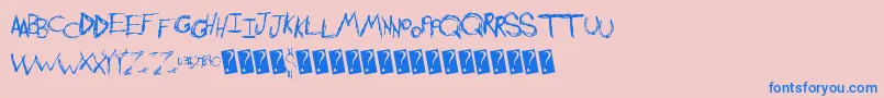 Czcionka Shreddingharder – niebieskie czcionki na różowym tle