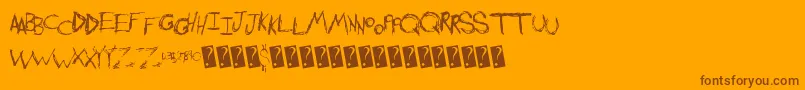 Shreddingharder-Schriftart – Braune Schriften auf orangefarbenem Hintergrund