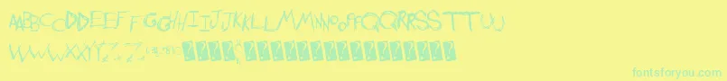 Shreddingharder-Schriftart – Grüne Schriften auf gelbem Hintergrund