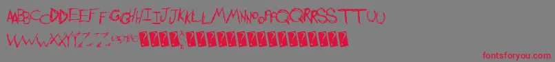フォントShreddingharder – 赤い文字の灰色の背景
