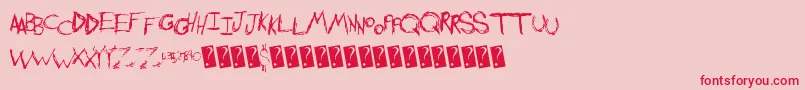 Shreddingharder-Schriftart – Rote Schriften auf rosa Hintergrund