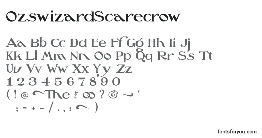 A fonte OzswizardScarecrow – alfabeto, números, caracteres especiais