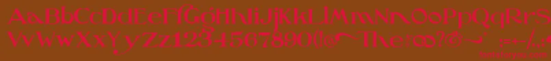 フォントOzswizardScarecrow – 赤い文字が茶色の背景にあります。
